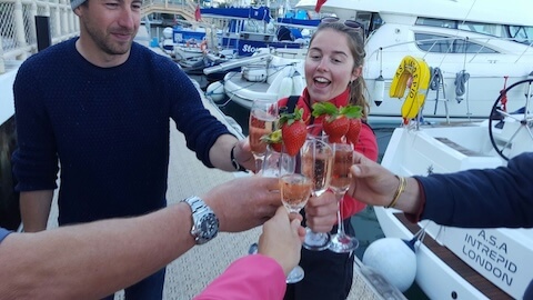 Wallis Celebrating her Yachtmaster Pass